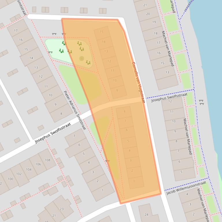 Kaart van postcodegebied 1502EM.