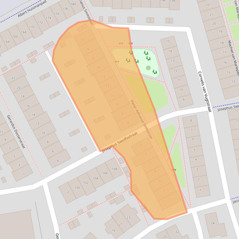 Kaart van postcodegebied 1502EN.