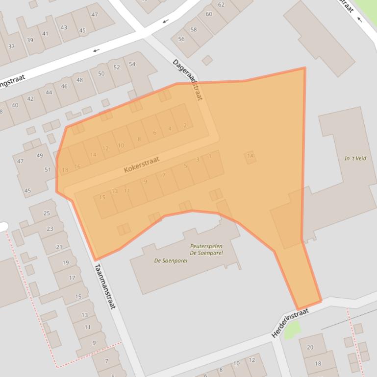 Kaart van postcodegebied 1502NH.