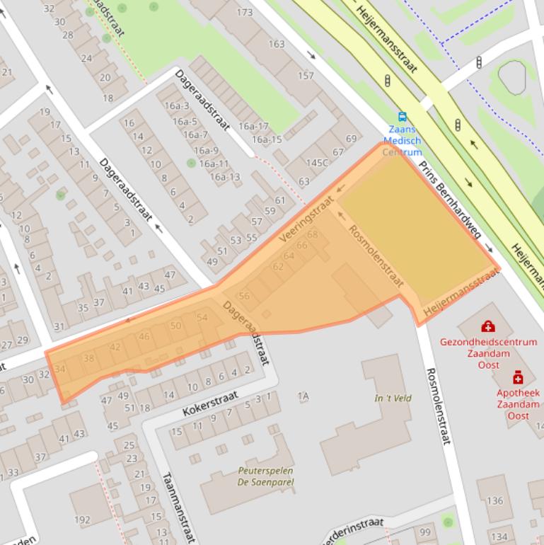 Kaart van postcodegebied 1502NM.