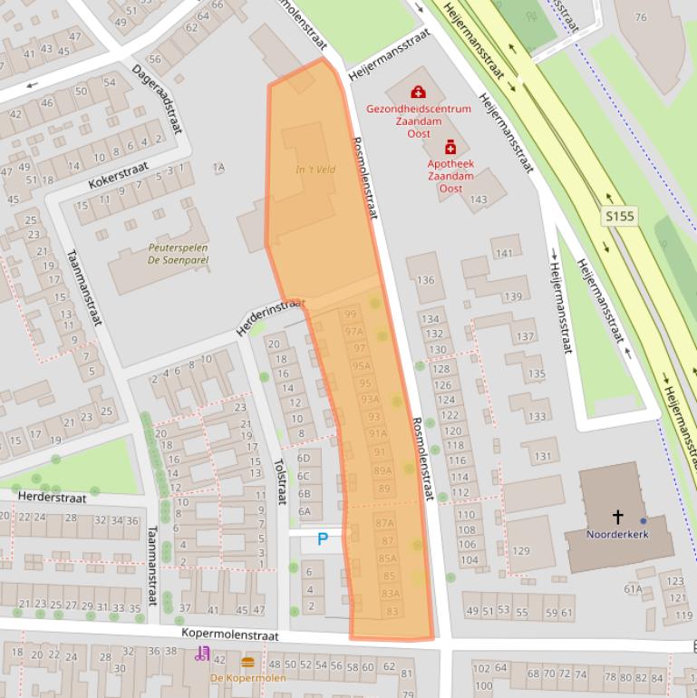 Kaart van postcodegebied 1502PE.