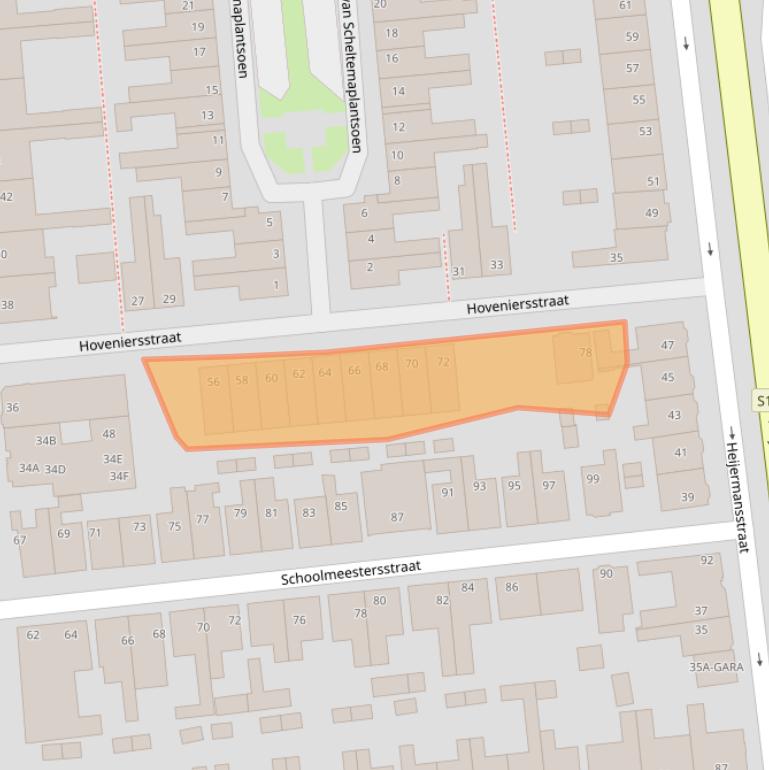 Kaart van postcodegebied 1502RC.
