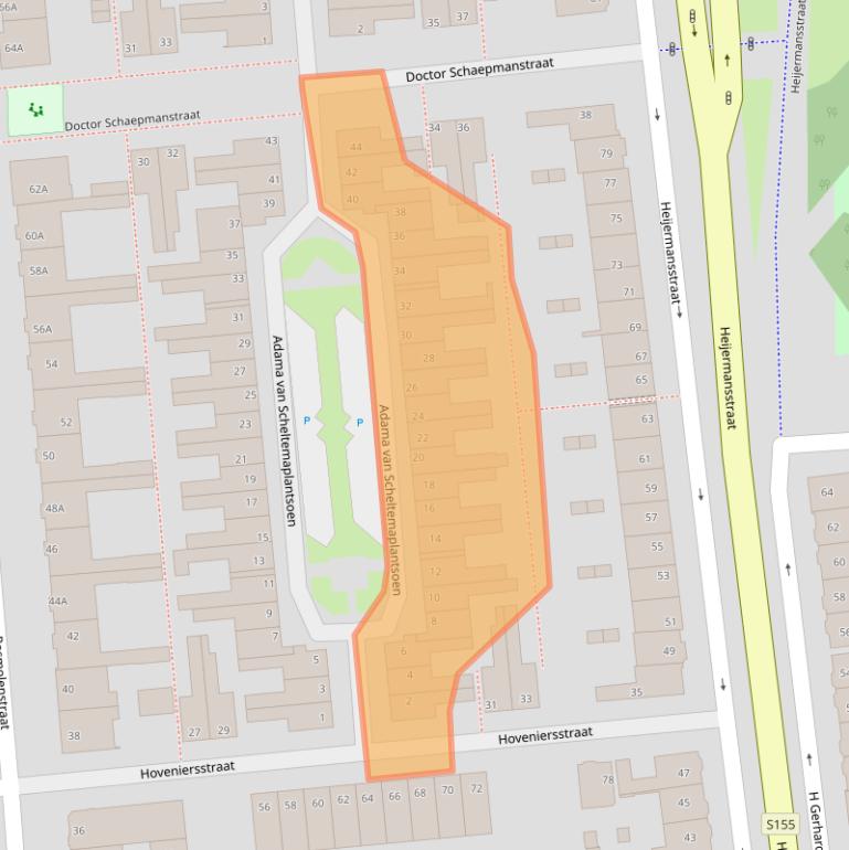 Kaart van postcodegebied 1502RN.