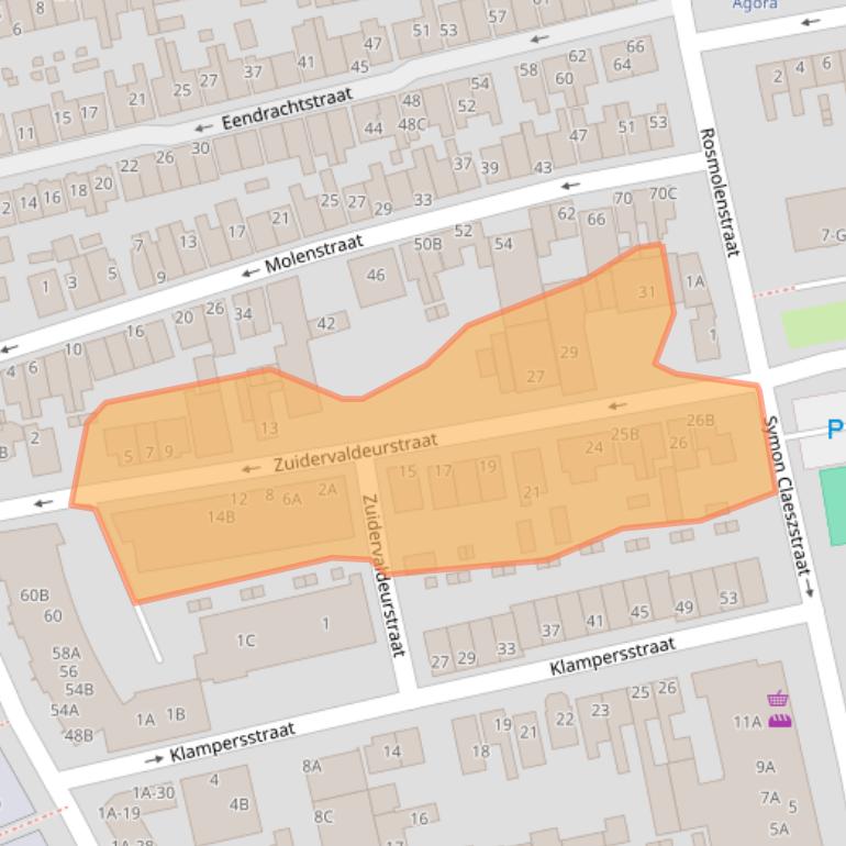 Kaart van postcodegebied 1502TA.