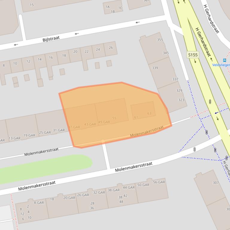 Kaart van postcodegebied 1502TC.