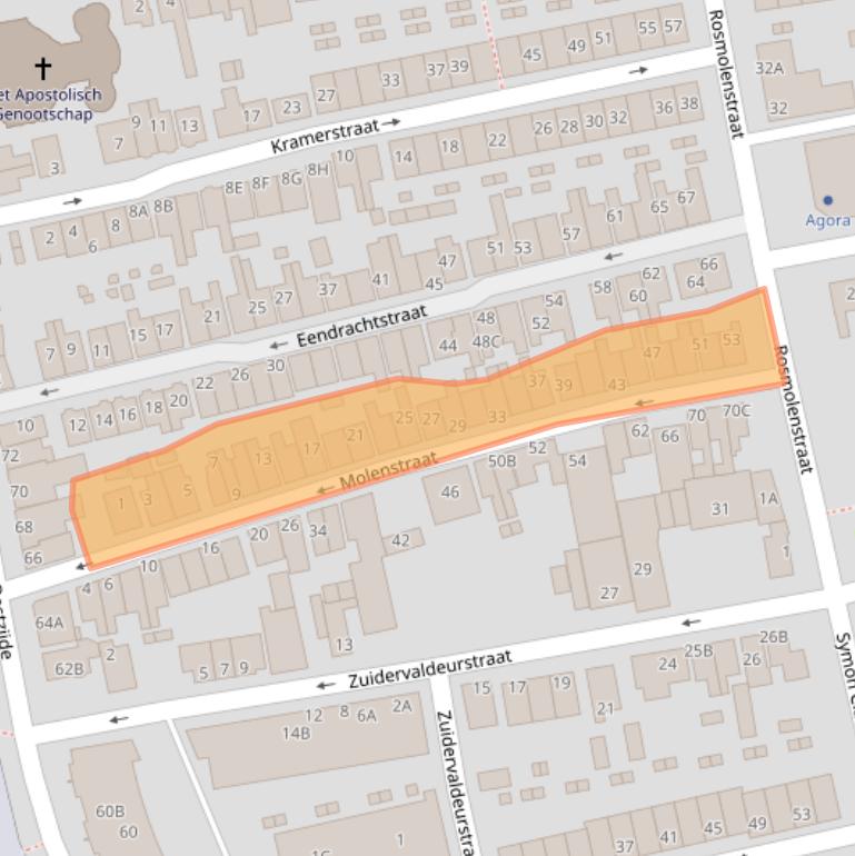 Kaart van postcodegebied 1502TG.