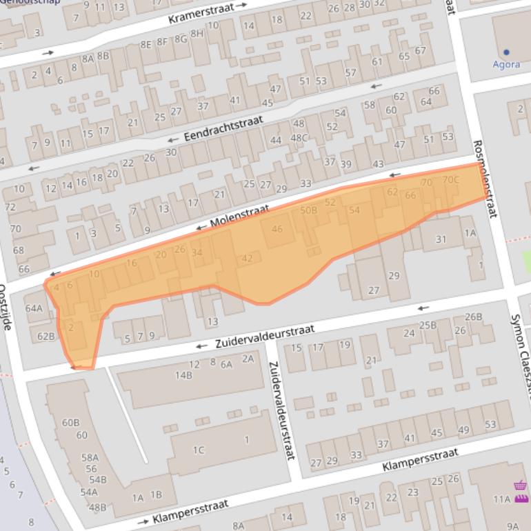 Kaart van postcodegebied 1502TH.