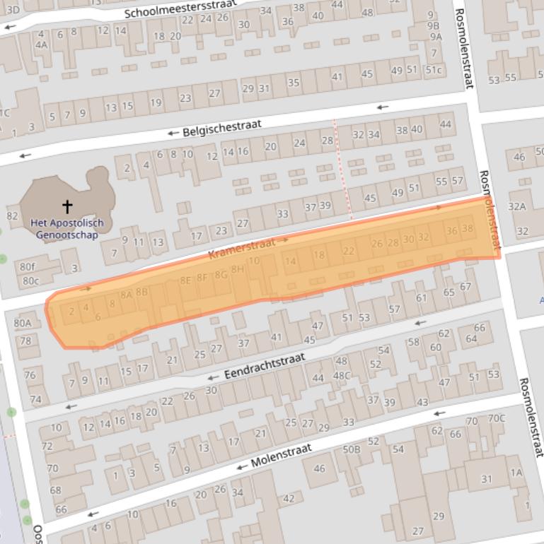 Kaart van postcodegebied 1502TN.