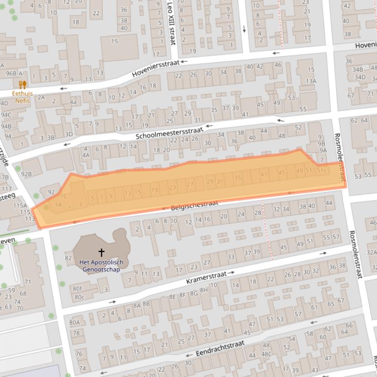 Kaart van postcodegebied 1502TP.