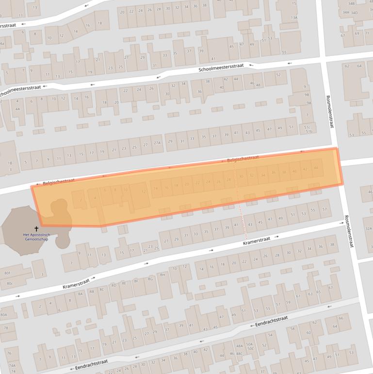 Kaart van postcodegebied 1502TS.