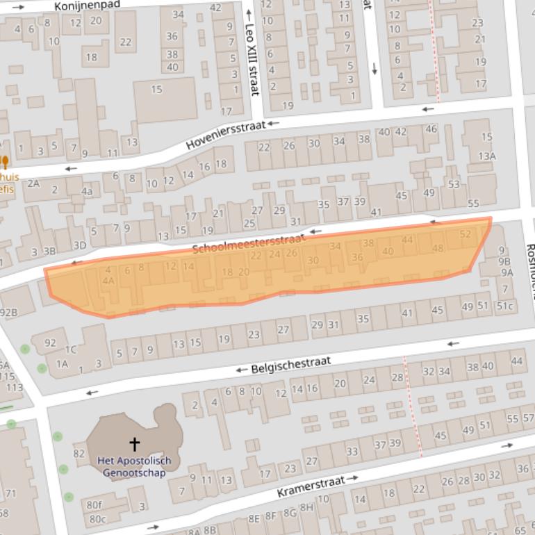 Kaart van postcodegebied 1502TX.