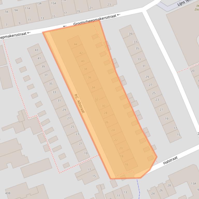 Kaart van postcodegebied 1502VK.