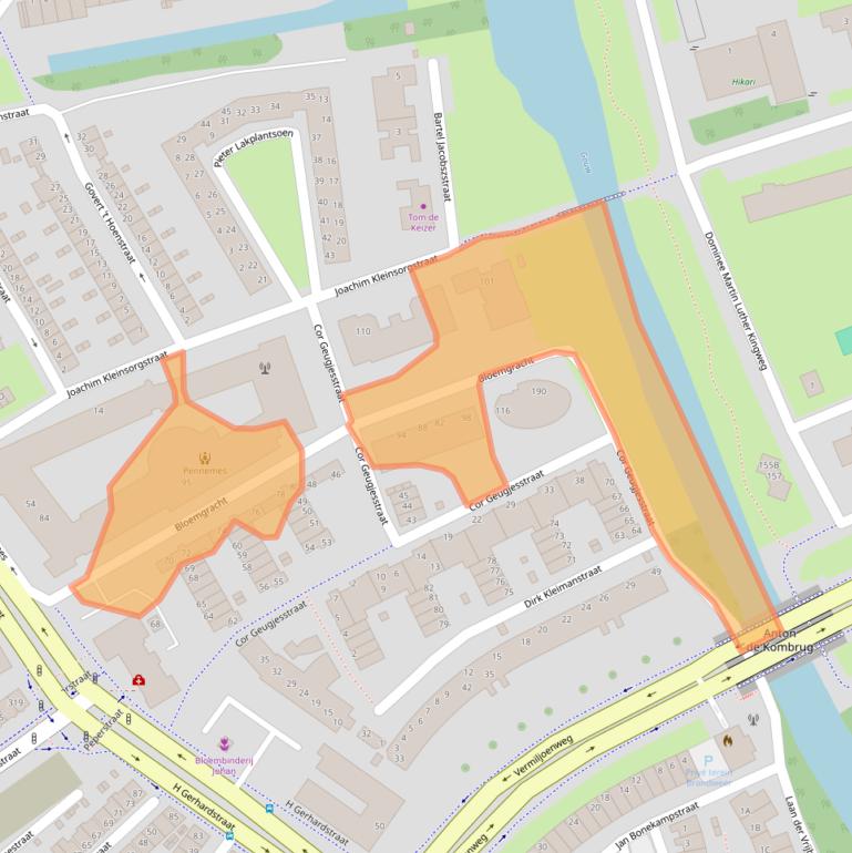 Kaart van postcodegebied 1502WB.
