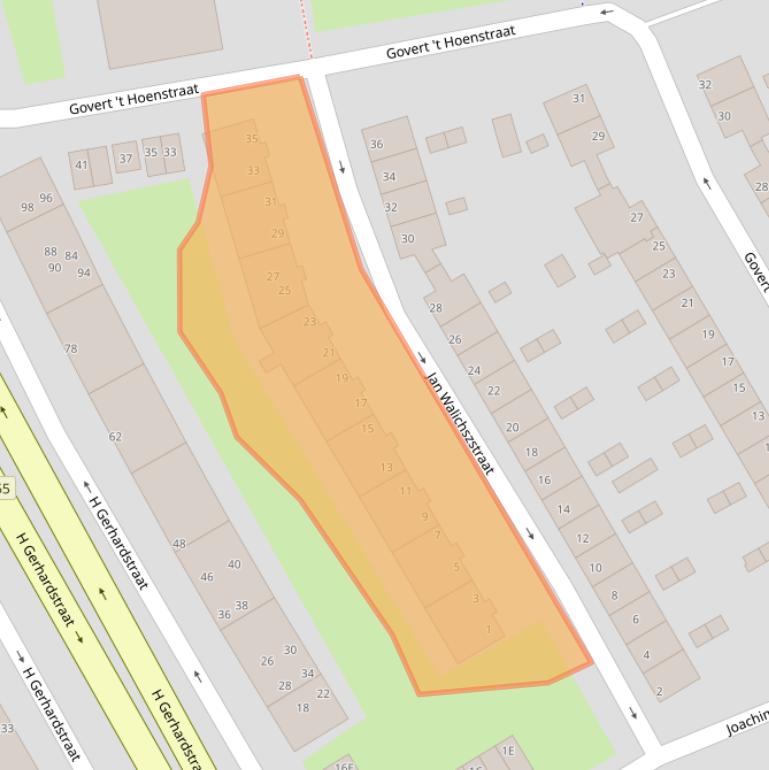 Kaart van postcodegebied 1502WJ.