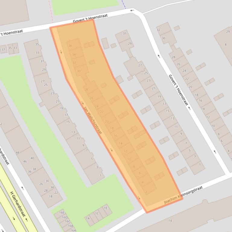 Kaart van postcodegebied 1502WK.