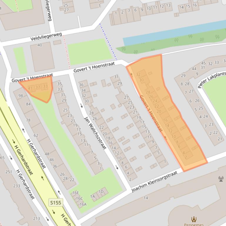 Kaart van postcodegebied 1502WN.