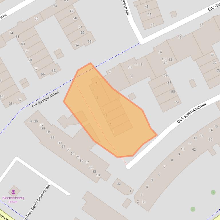 Kaart van postcodegebied 1502XA.