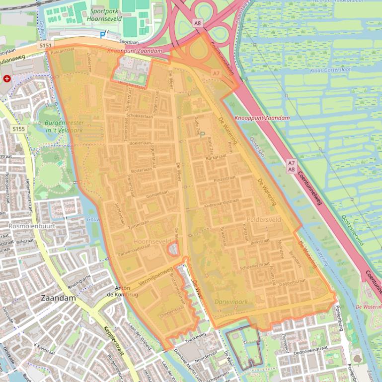 Kaart van postcodegebied 1503.