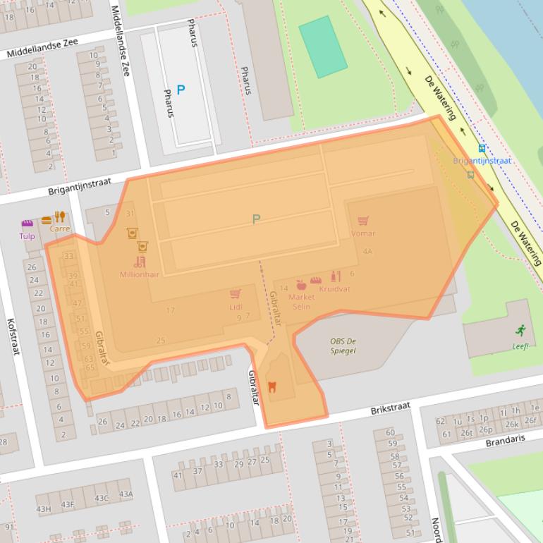 Kaart van postcodegebied 1503BM.