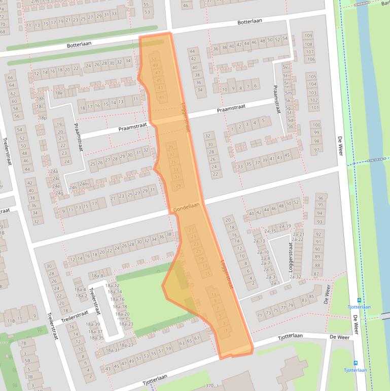 Kaart van postcodegebied 1503KA.