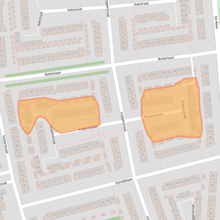 Kaart van postcodegebied 1503KM.