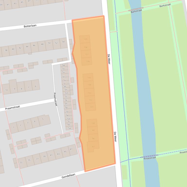 Kaart van postcodegebied 1503WJ.