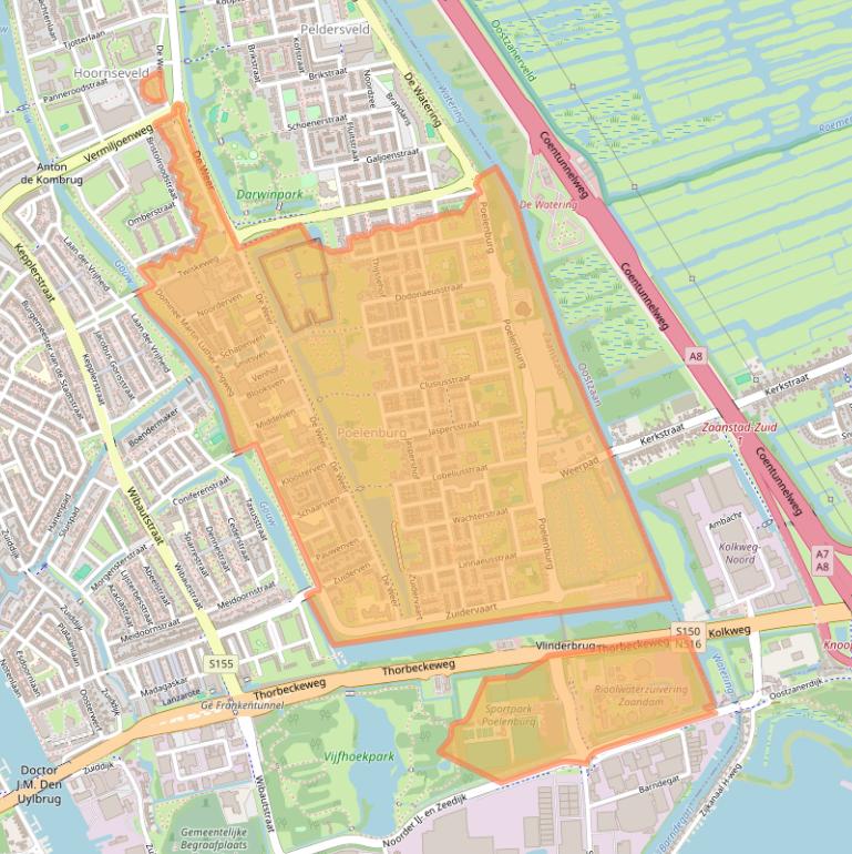 Kaart van postcodegebied 1504.