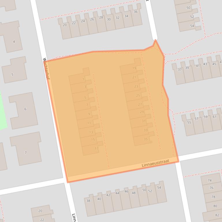 Kaart van postcodegebied 1504CA.