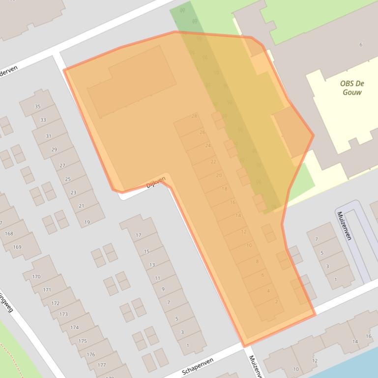 Kaart van postcodegebied 1504DC.