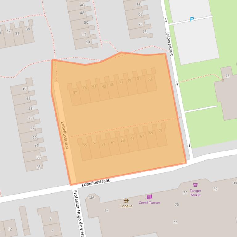 Kaart van postcodegebied 1504EJ.