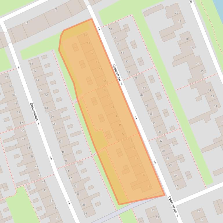 Kaart van postcodegebied 1505AC.