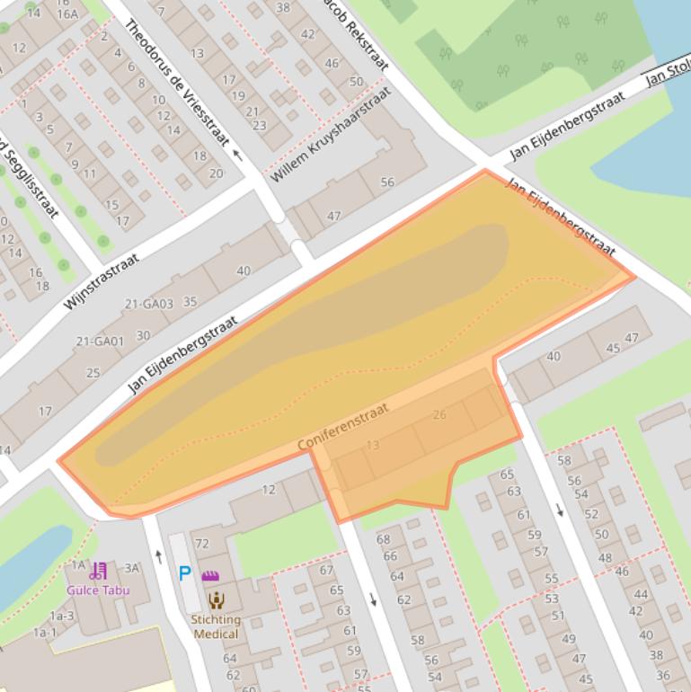 Kaart van postcodegebied 1505AP.