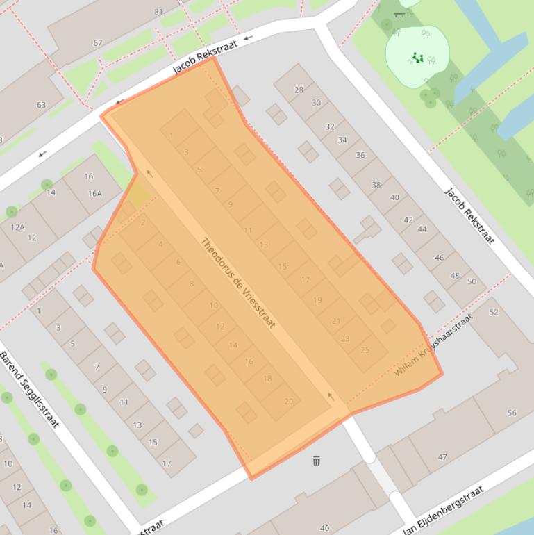 Kaart van postcodegebied 1505AW.