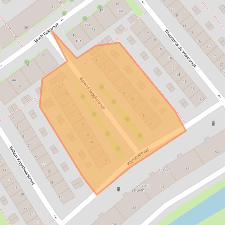 Kaart van postcodegebied 1505AX.