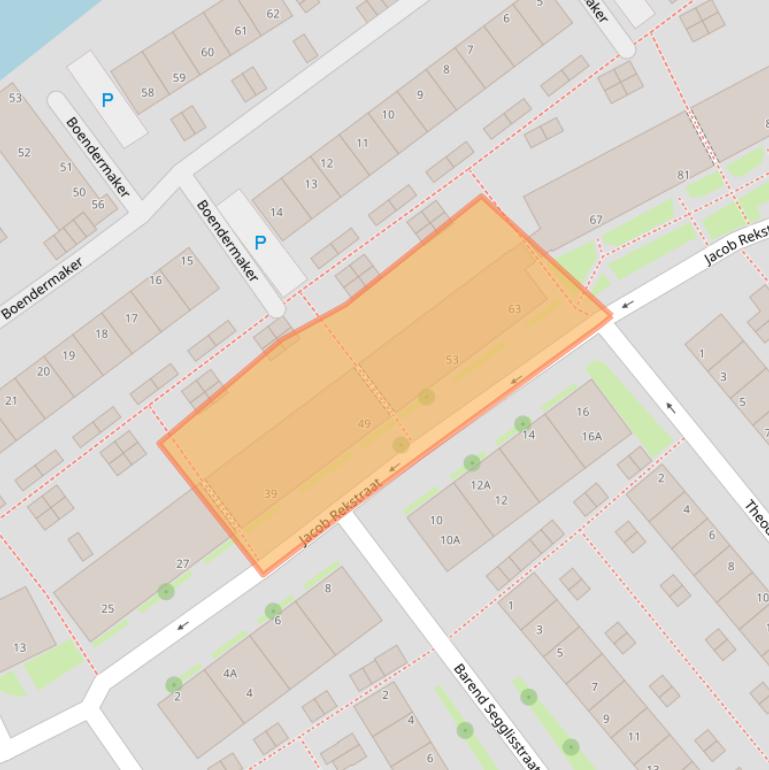 Kaart van postcodegebied 1505BB.