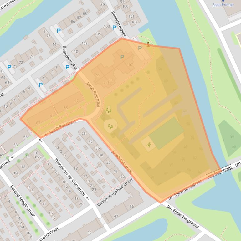 Kaart van postcodegebied 1505BC.