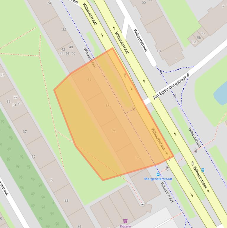 Kaart van postcodegebied 1505CH.