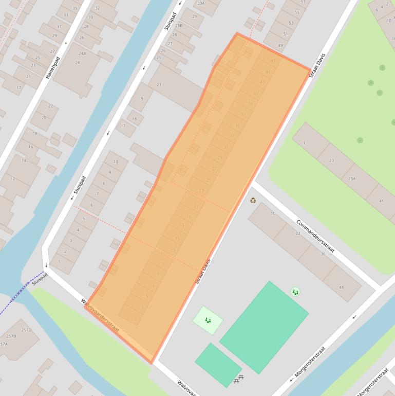 Kaart van postcodegebied 1505EA.