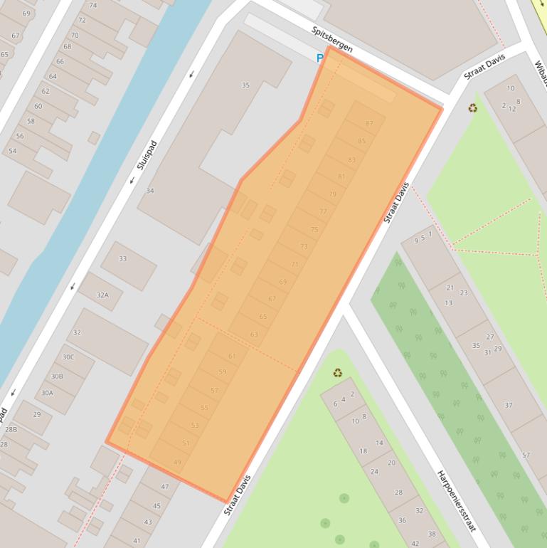 Kaart van postcodegebied 1505EB.