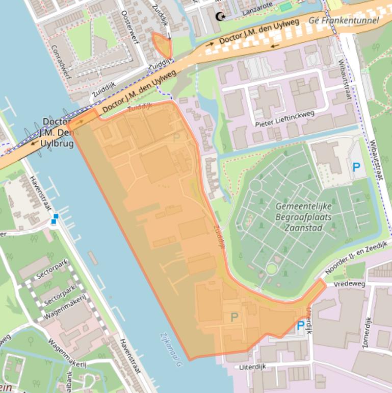 Kaart van postcodegebied 1505HE.