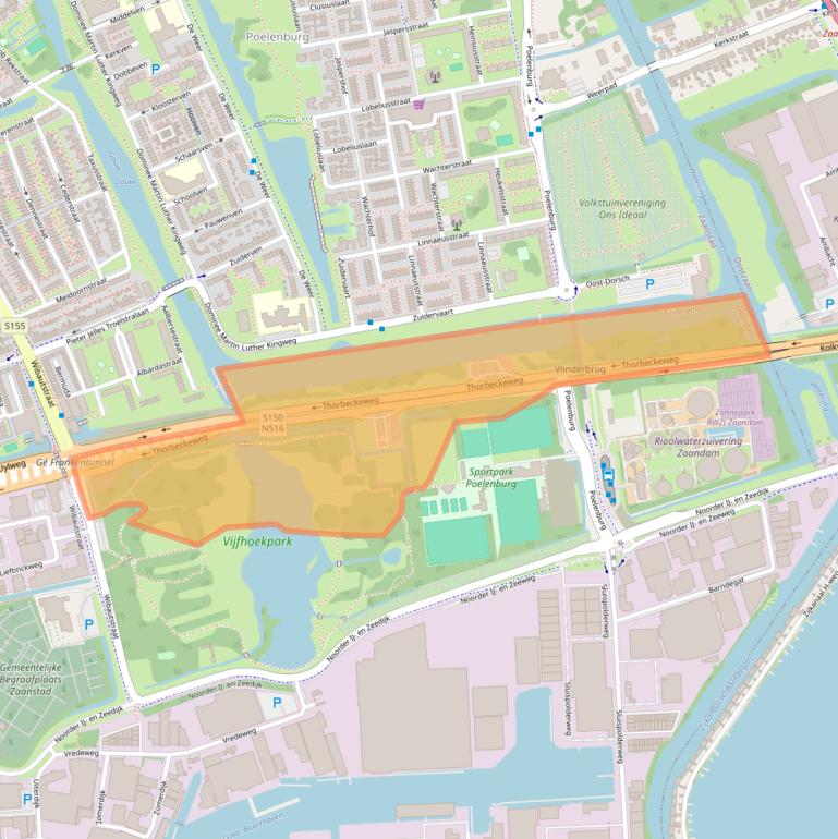 Kaart van postcodegebied 1505HP.