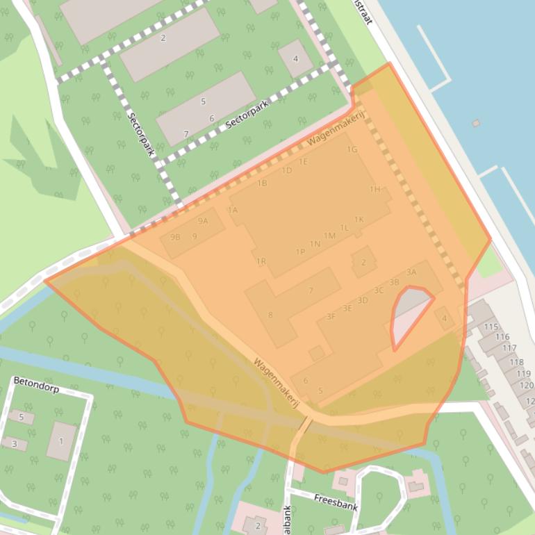 Kaart van postcodegebied 1505SG.