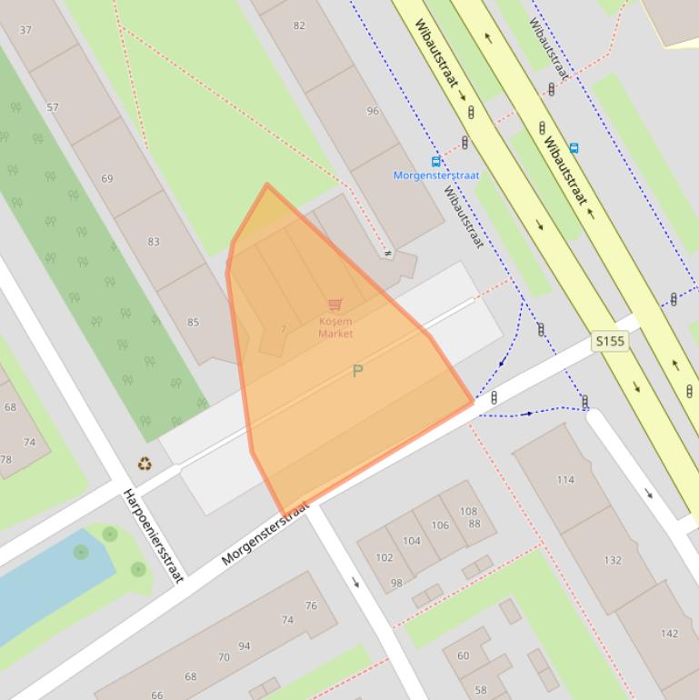 Kaart van postcodegebied 1505TA.