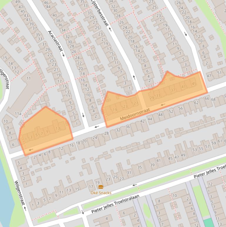 Kaart van postcodegebied 1505TR.