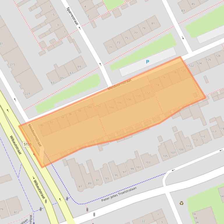 Kaart van postcodegebied 1505TX.