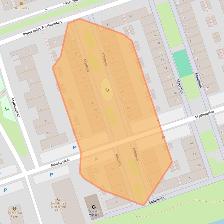 Kaart van postcodegebied 1505VJ.