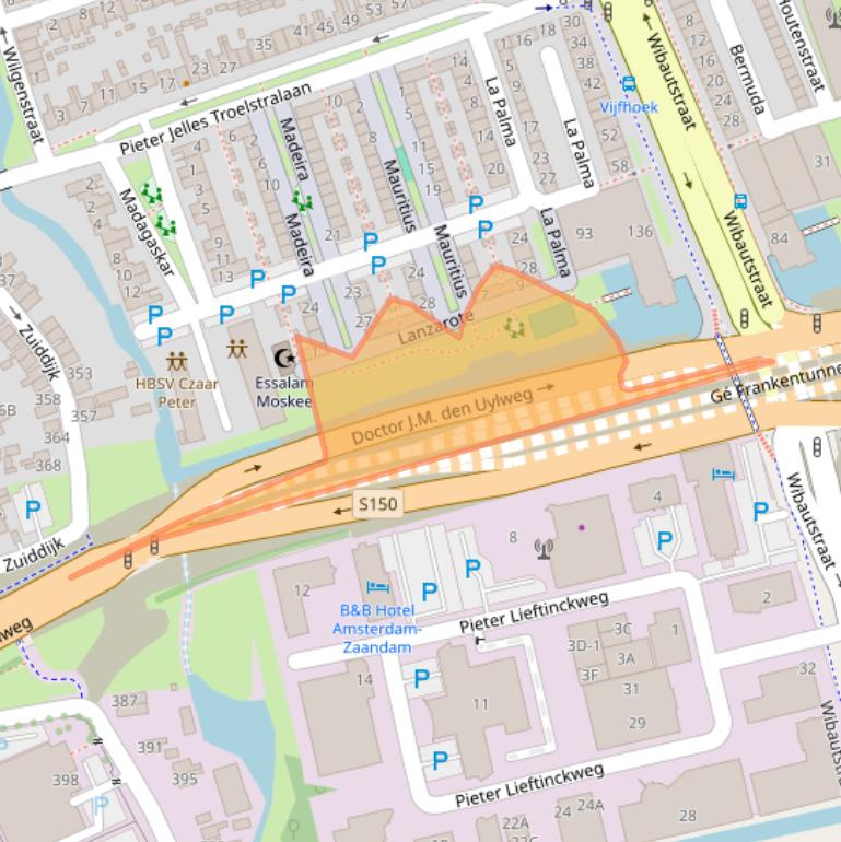 Kaart van postcodegebied 1505VL.