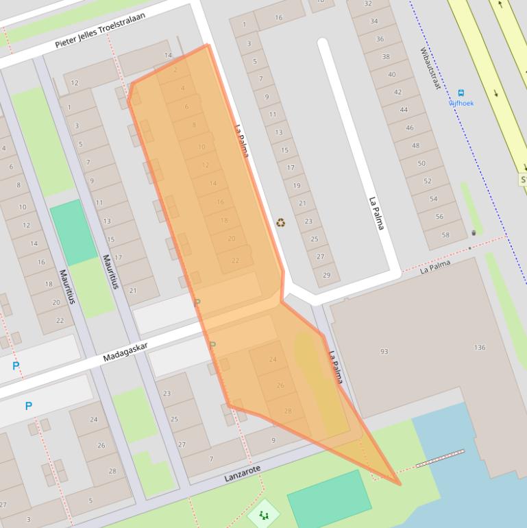 Kaart van postcodegebied 1505VM.