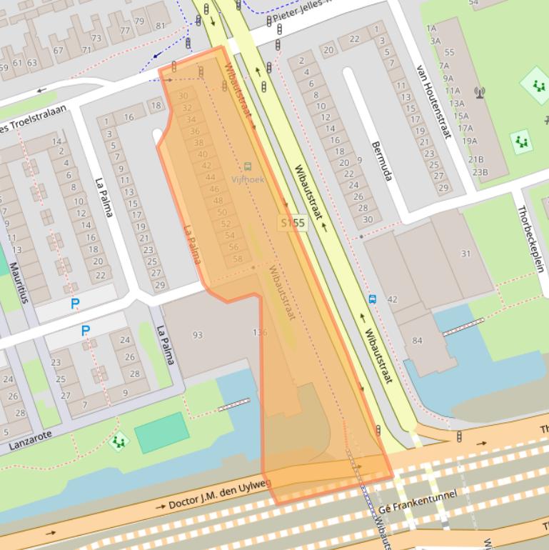 Kaart van postcodegebied 1505VN.