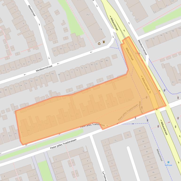 Kaart van postcodegebied 1505WC.